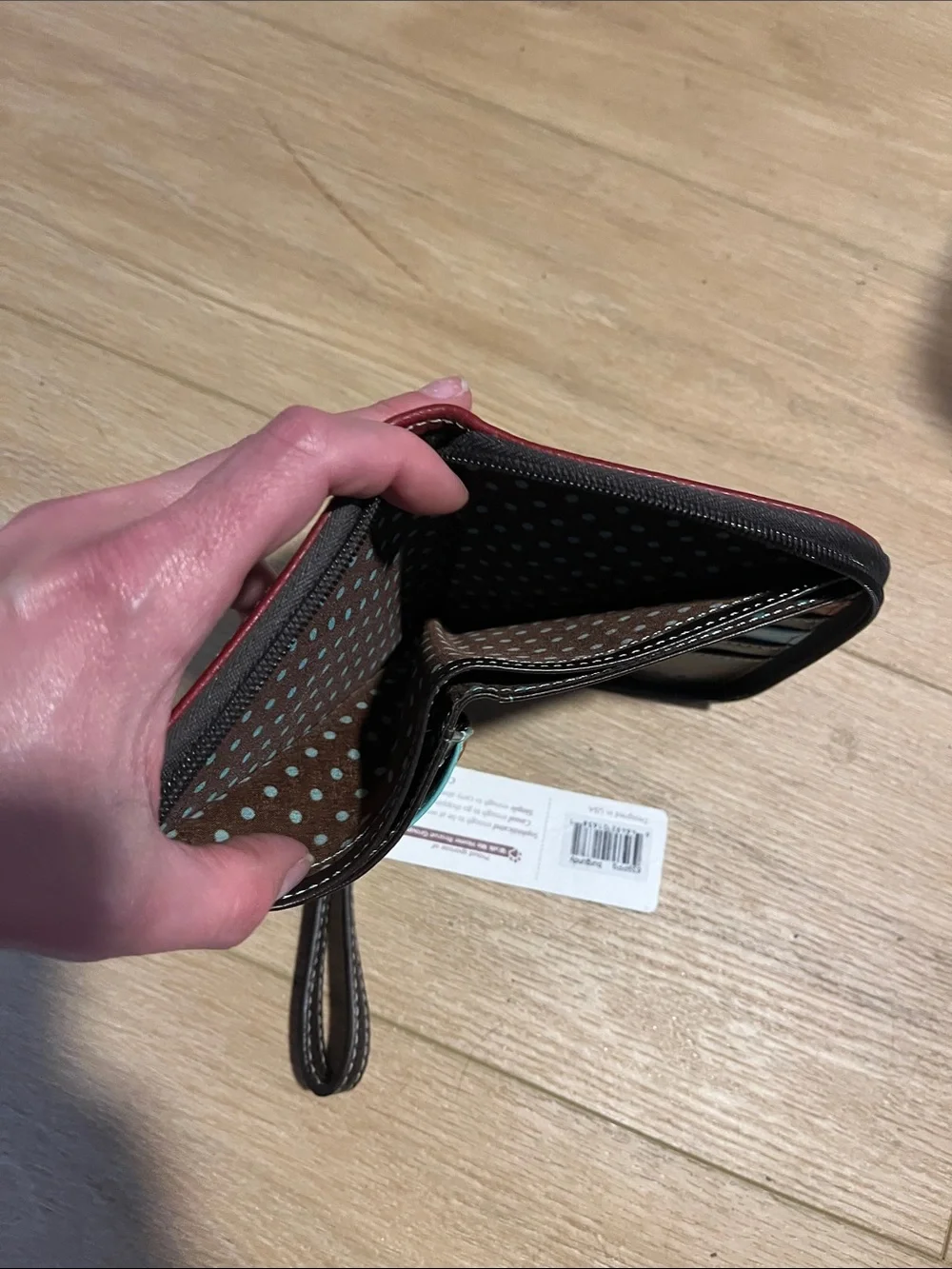 Chala Burgundy Wallet Wristlet with Teal and Black Paw Applique